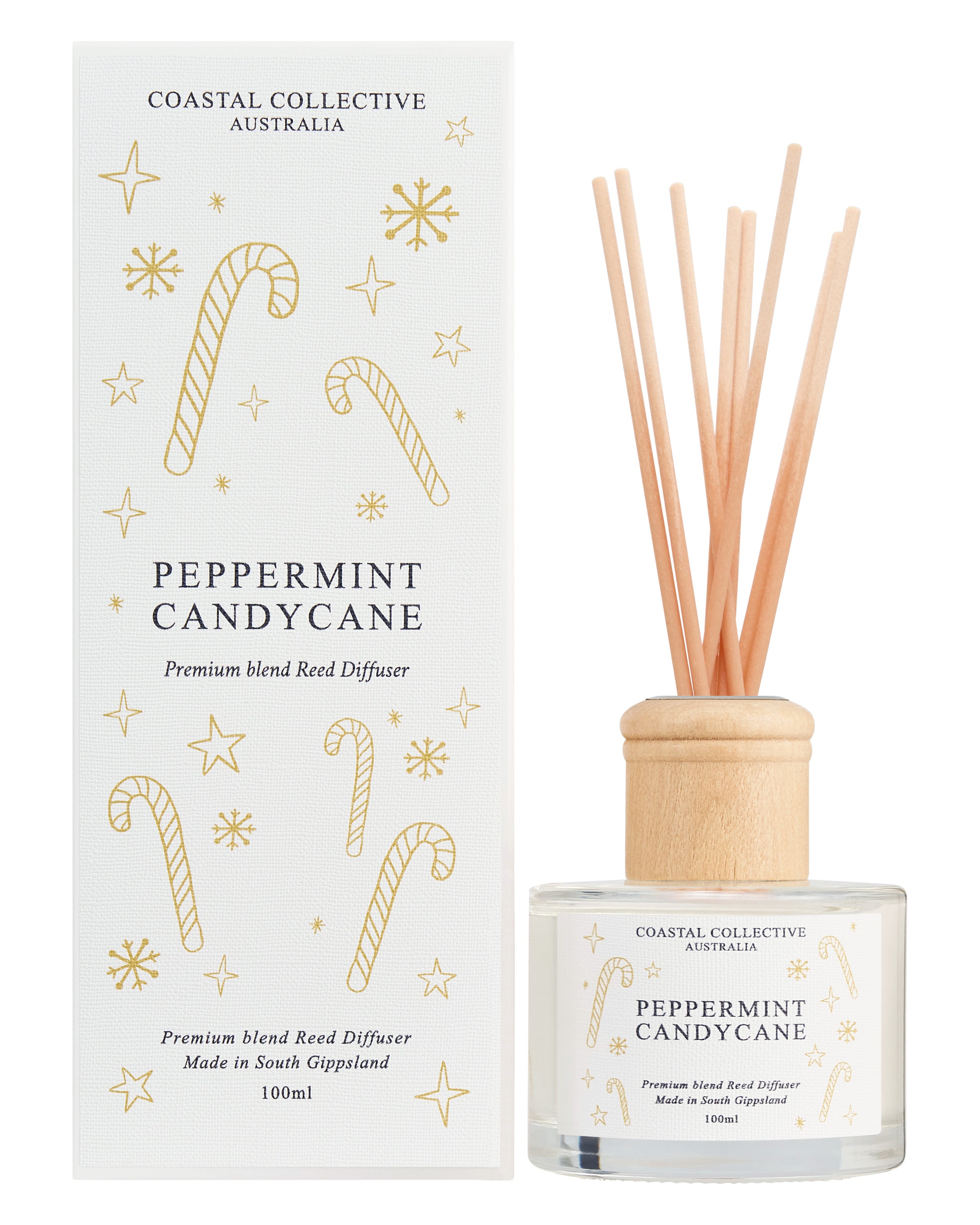 Peppermint Candycane 100ml Reed Diffuser – Coastal Collective Australia